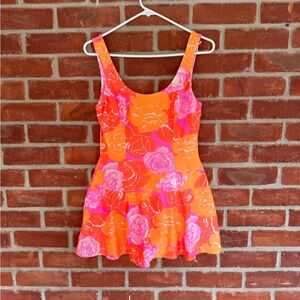 The Lilly floral orange pink swim mini dress